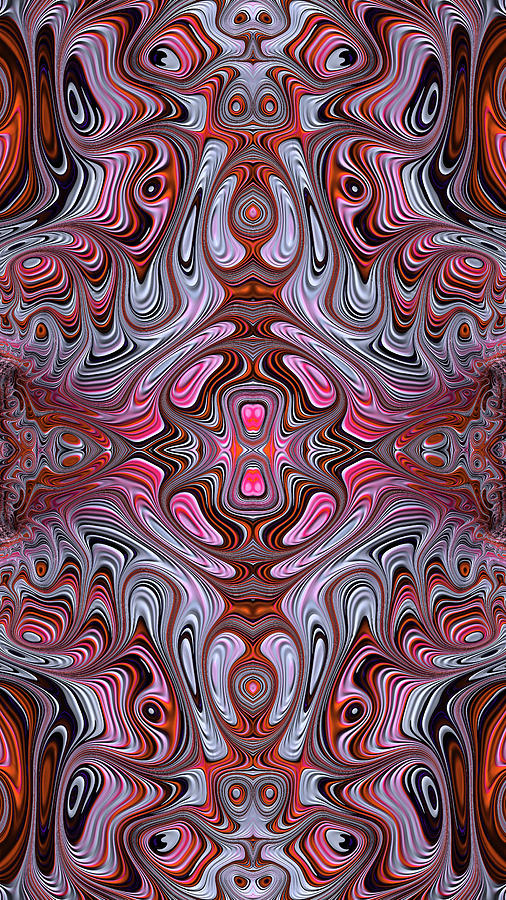 Fractal  Alien Abstract Pattern in Reds  Digital Art by Shelli Fitzpatrick
