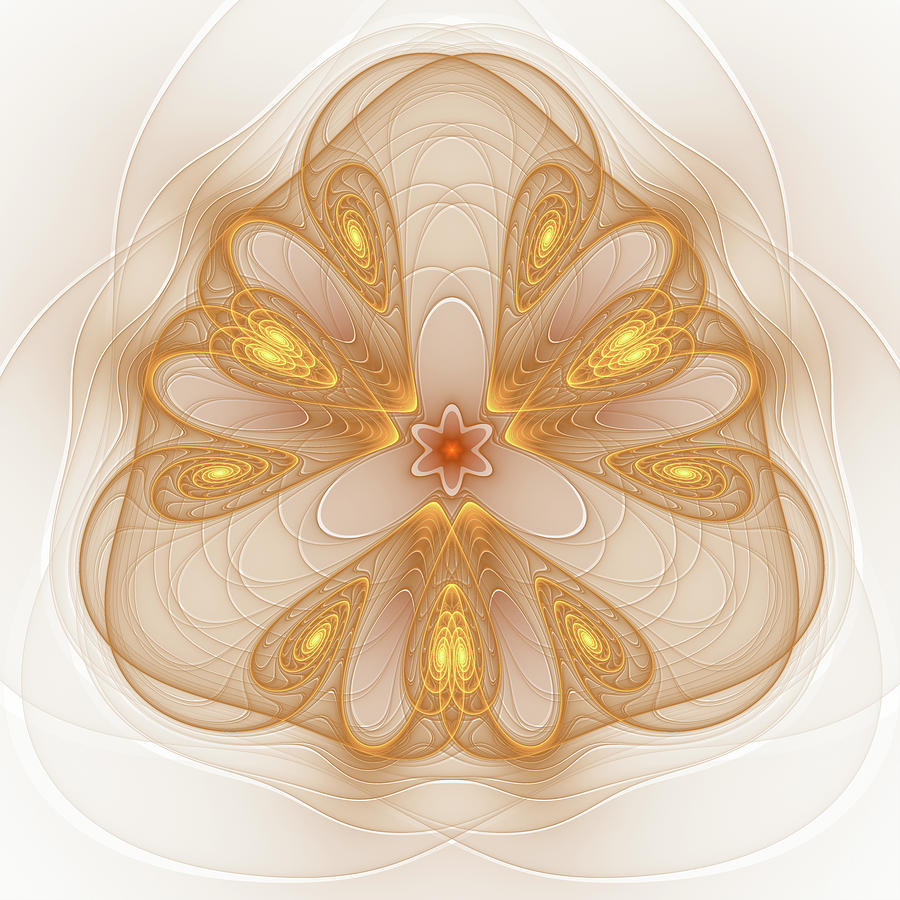 Fractal Art Mandala Style Gold White and Red Digital Art by Matthias Hauser