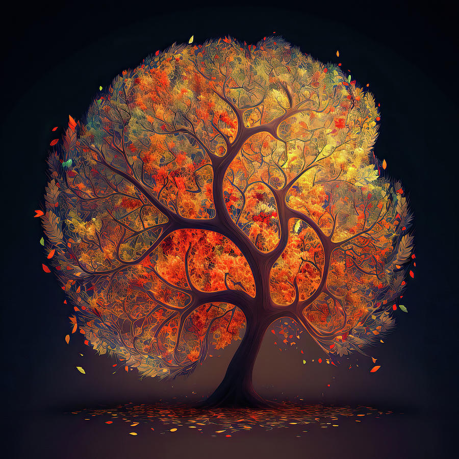 Fractal Autumn Tree 01 Digital Art by Matthias Hauser