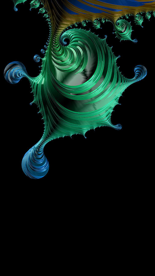 Fractal Drip in Green and Blue  Digital Art by Shelli Fitzpatrick