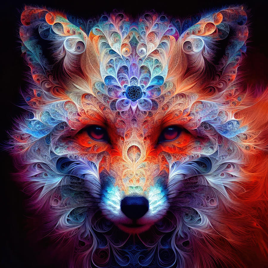Fractal Elegance - The Vivid Red Fox Photograph by Bill and Linda Tiepelman