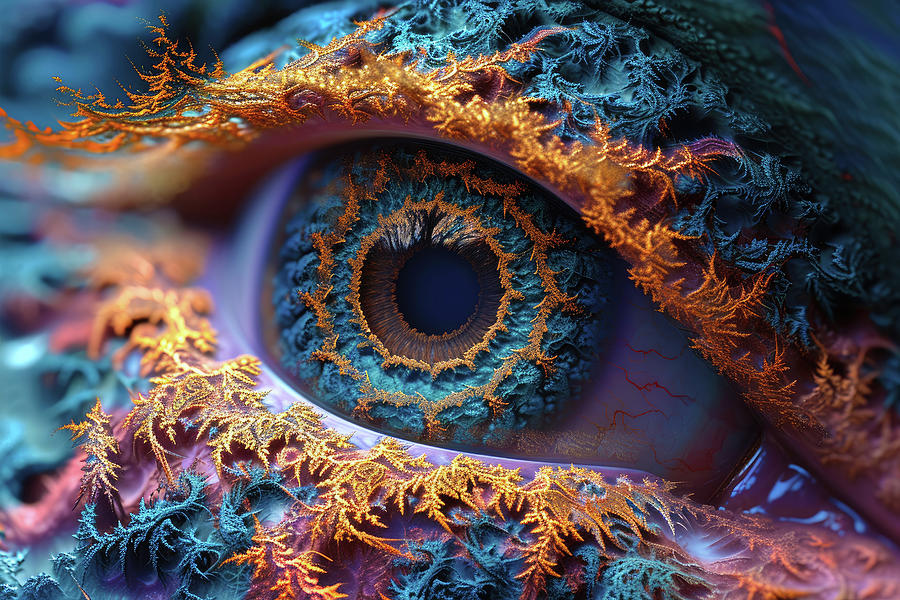 Fractal Eye 01 Blue and Gold Digital Art by Matthias Hauser