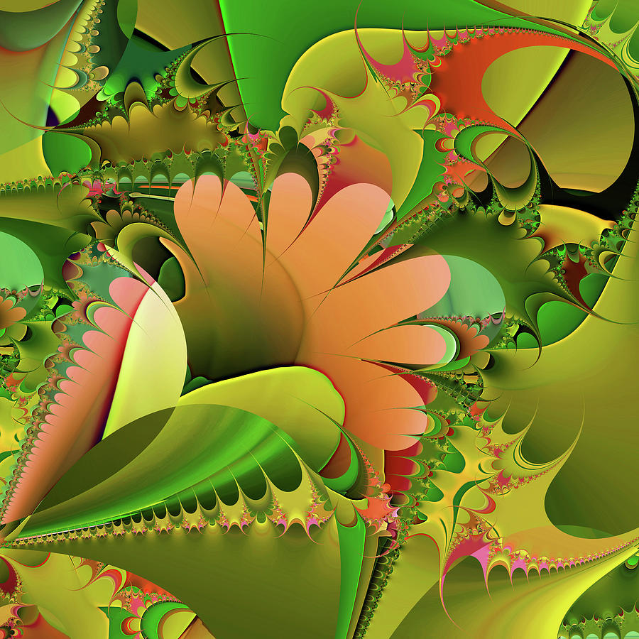 Fractal  Beauty in Green Digital Art by Grace Iradian
