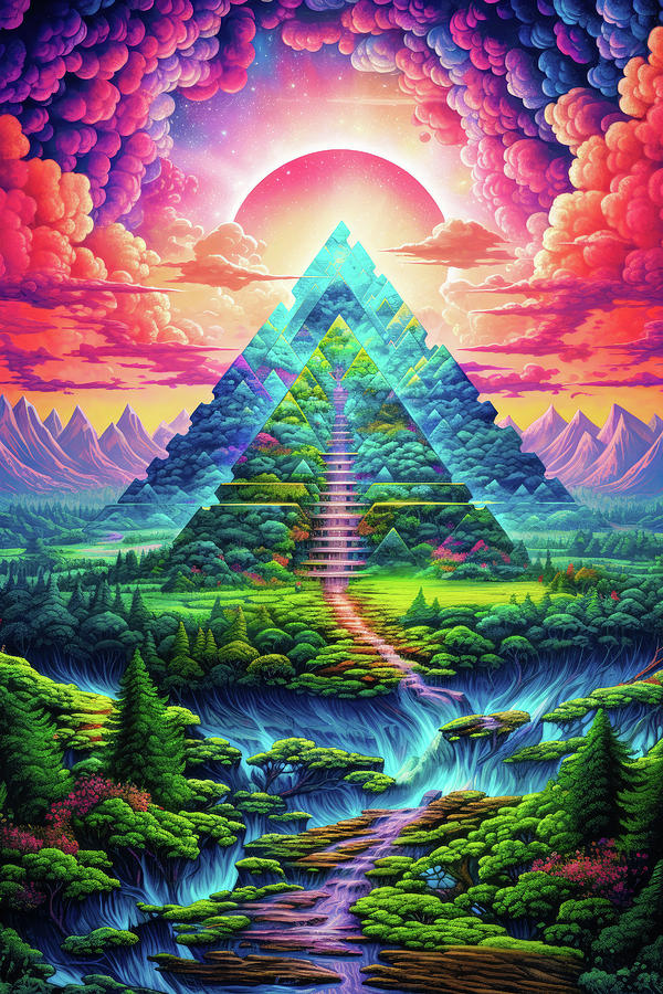 Fractal Landscape 01 Psychedelic and Colorful Digital Art by Matthias Hauser