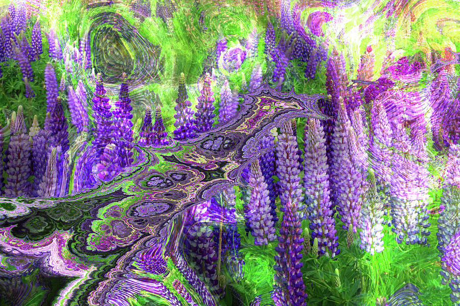 Fractal Lupines Digital Art by Lisa Yount