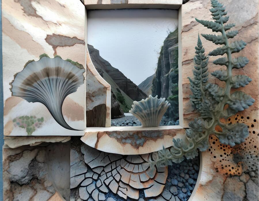 Surreal Canyon Exploration Mixed Media - Fractal Outcrop by Eris And AI
