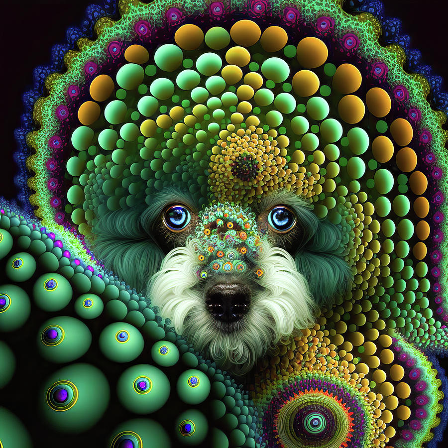 Fractal Poodle 01 Psychedelic Dog Digital Art by Matthias Hauser
