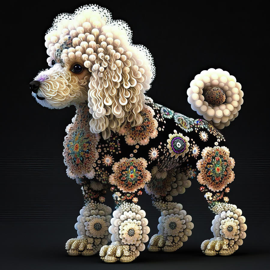 Fractal Poodle 02 Cute Dog Digital Art by Matthias Hauser