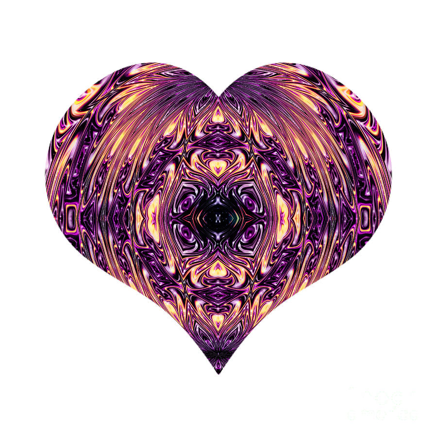 Independence Day Digital Art - Fractal Romance and Love Heart Series Purple and Copper Fireworks by Rose Santuci-Sofranko