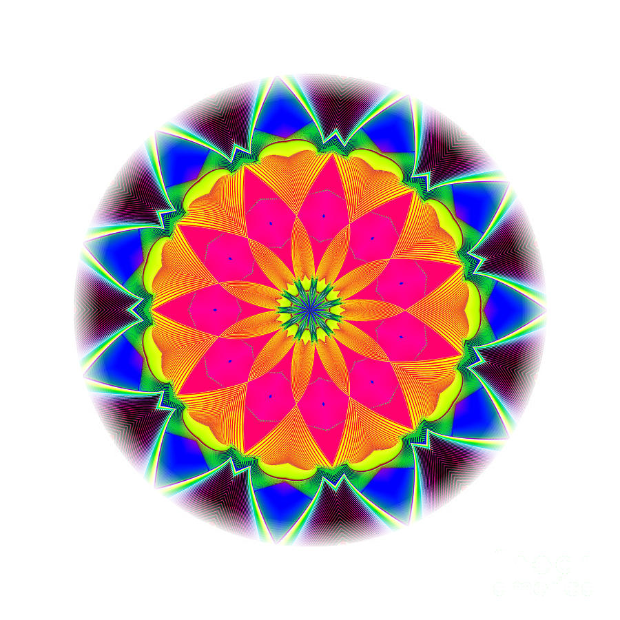 Fractal Snowflake Mandala Series Rainbow Reflections 1 Digital Art by Rose Santuci-Sofranko
