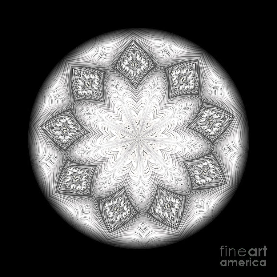 Fractal Snowflake Mandala Series Silver Linings 1 Digital Art by Rose Santuci-Sofranko