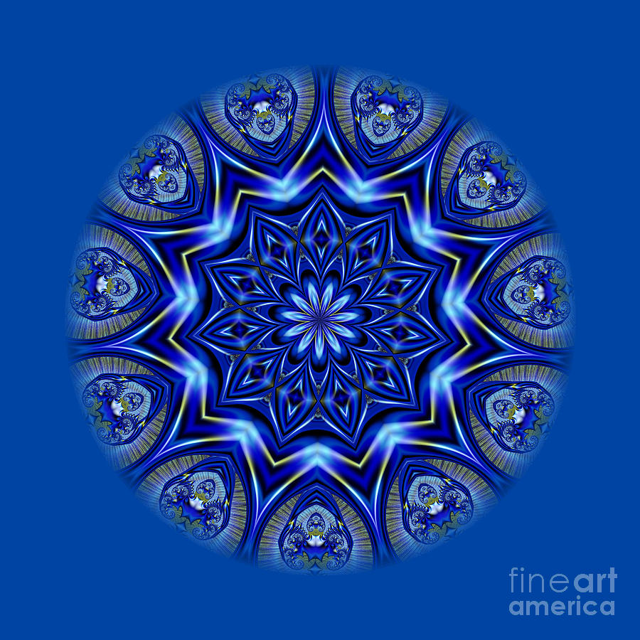 Fractal Snowflake Mandala Series Beautiful Blues 3 Digital Art by Rose Santuci-Sofranko
