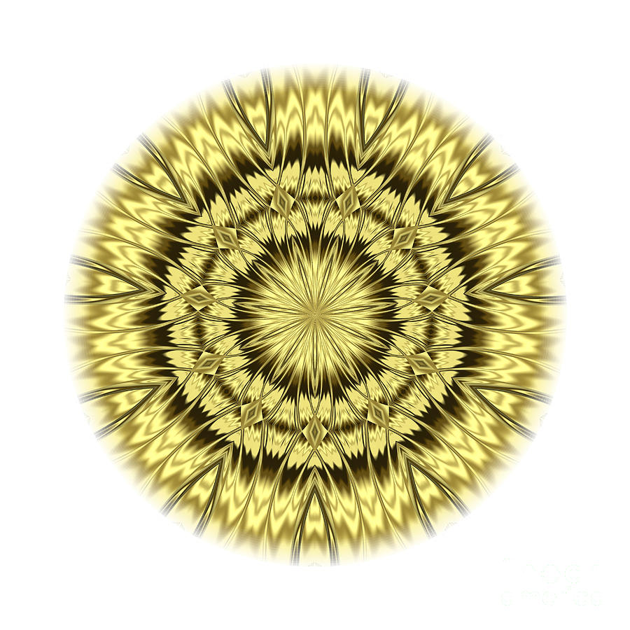 Fractal Snowflake Mandala Series Glistening Gold 1 Digital Art by Rose Santuci-Sofranko