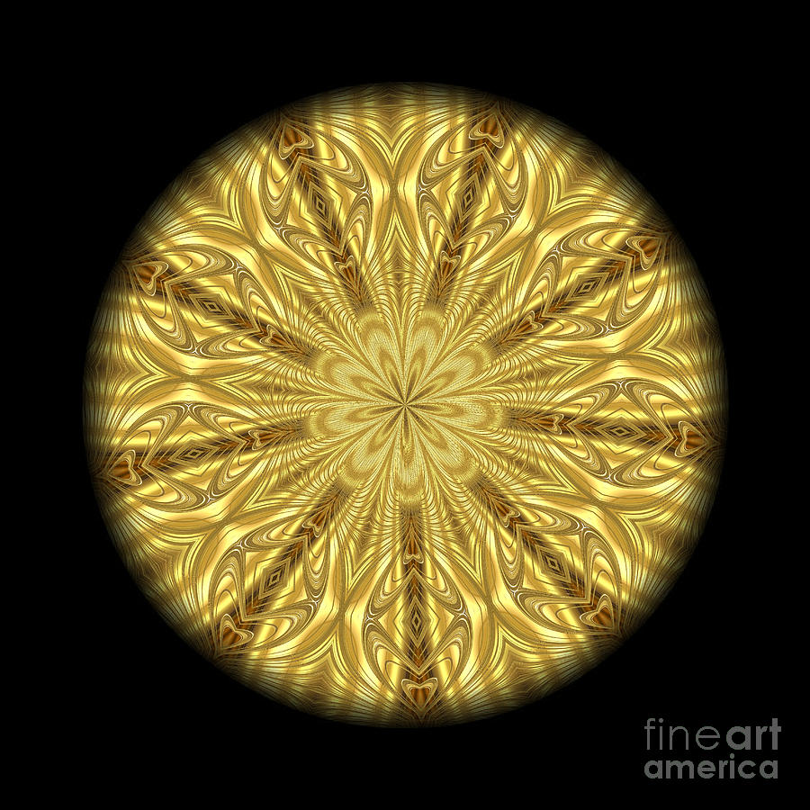 Fractal Snowflake Mandala Series Glistening Gold 3 Digital Art by Rose Santuci-Sofranko