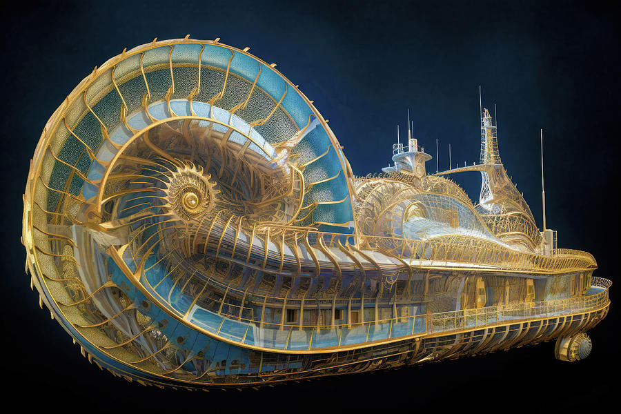 Fractal Spaceship 04 Nautilus Digital Art by Matthias Hauser