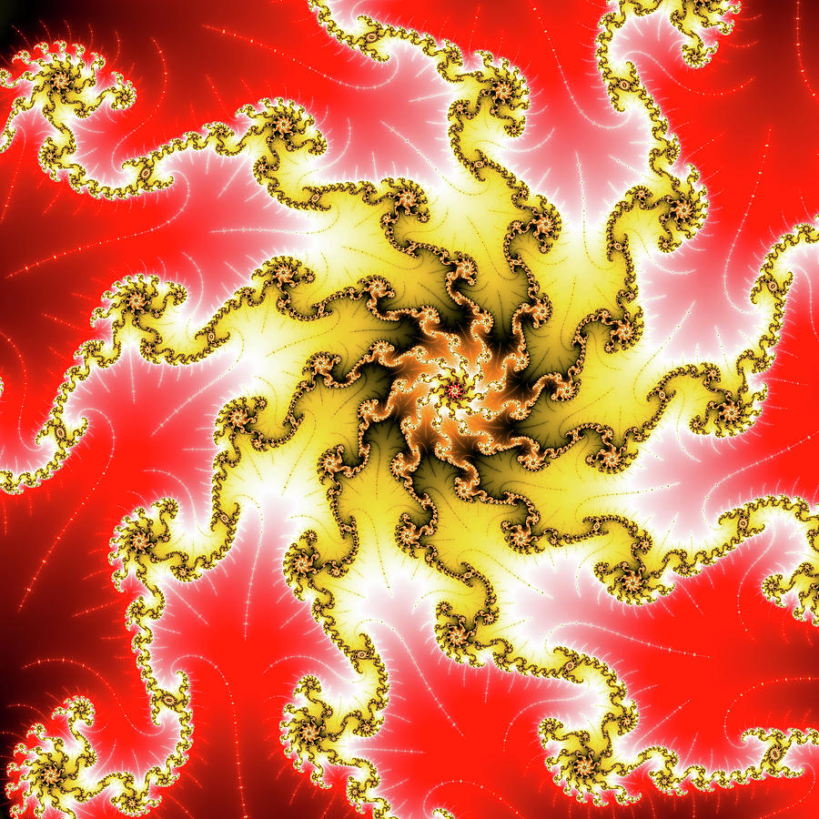 Fractal Spiral Energy red and yellow Digital Art by Matthias Hauser