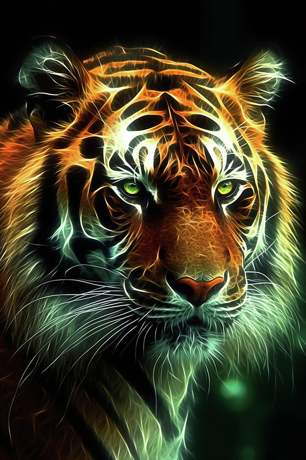 Tiger Fractal Art Mixed Media by Carlos V - Fine Art America