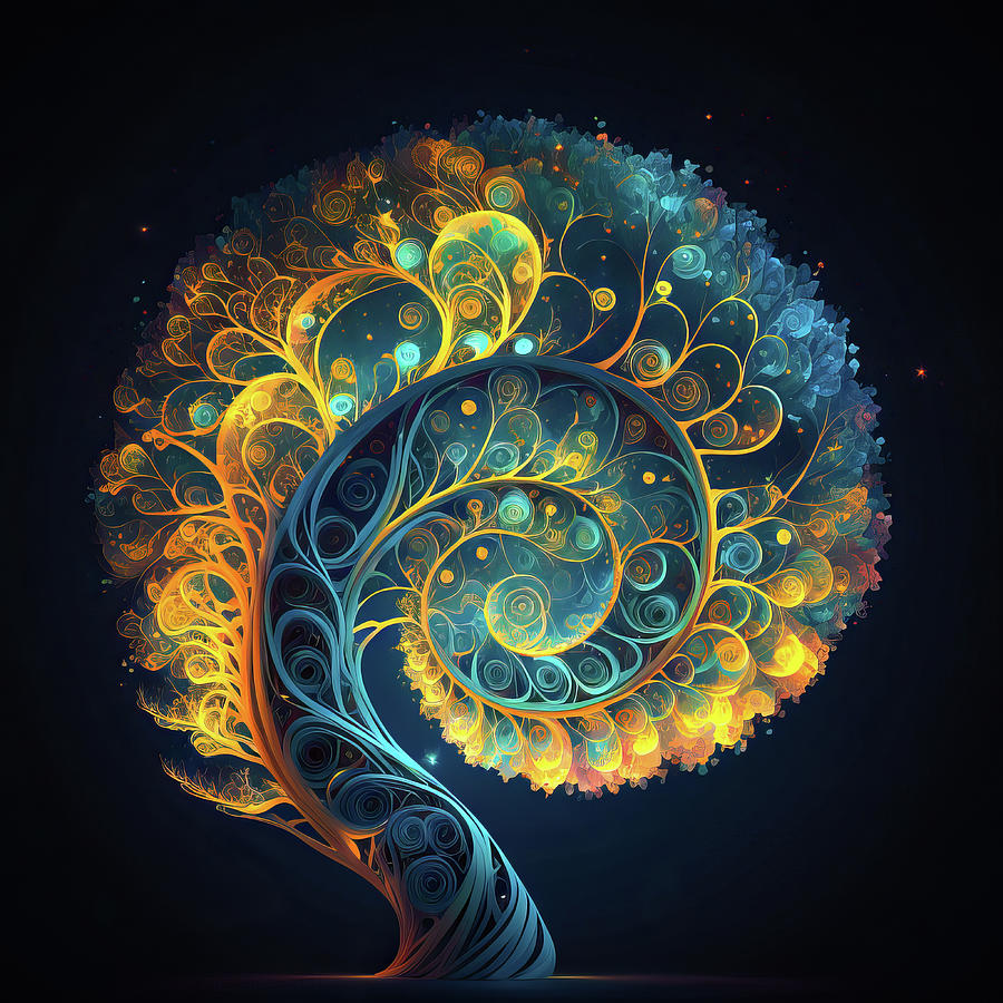 Fractal Tree 59 Spirals Digital Art by Matthias Hauser