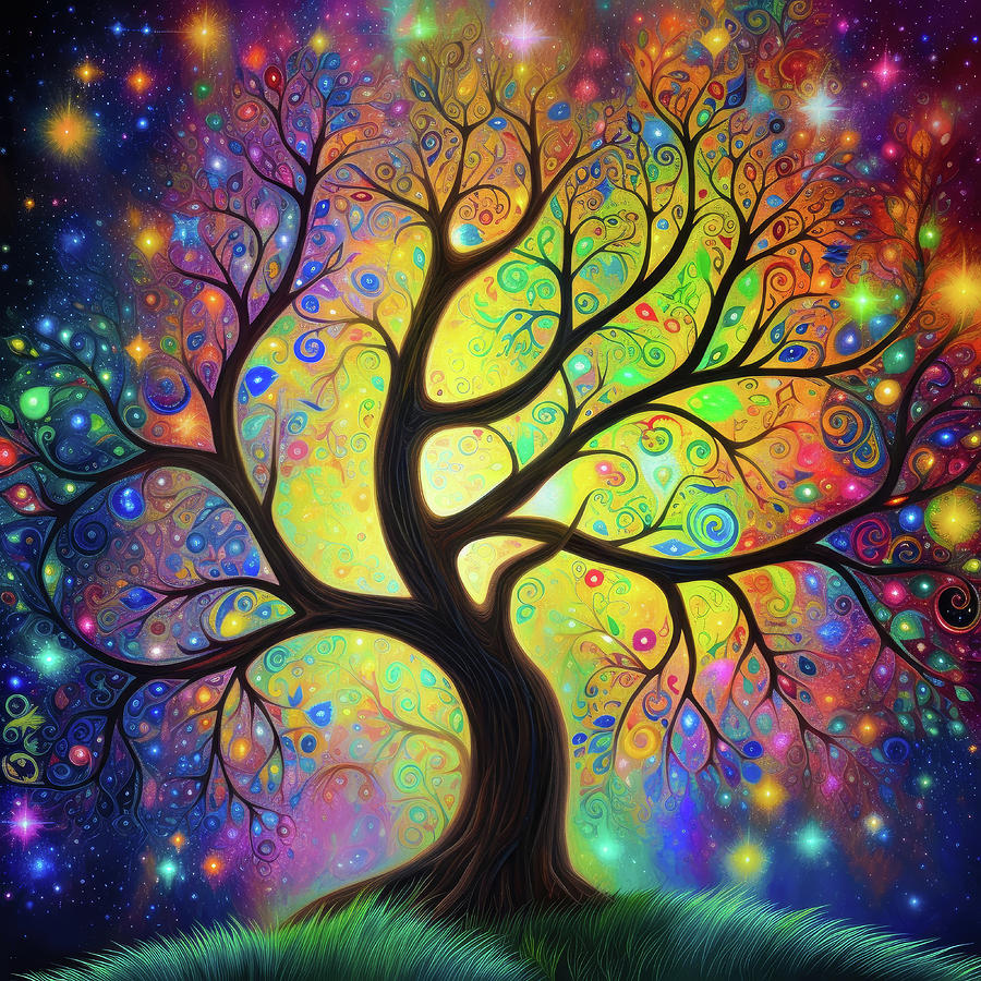 Fractal Tree 87 Colorful Galaxy Digital Art by Matthias Hauser