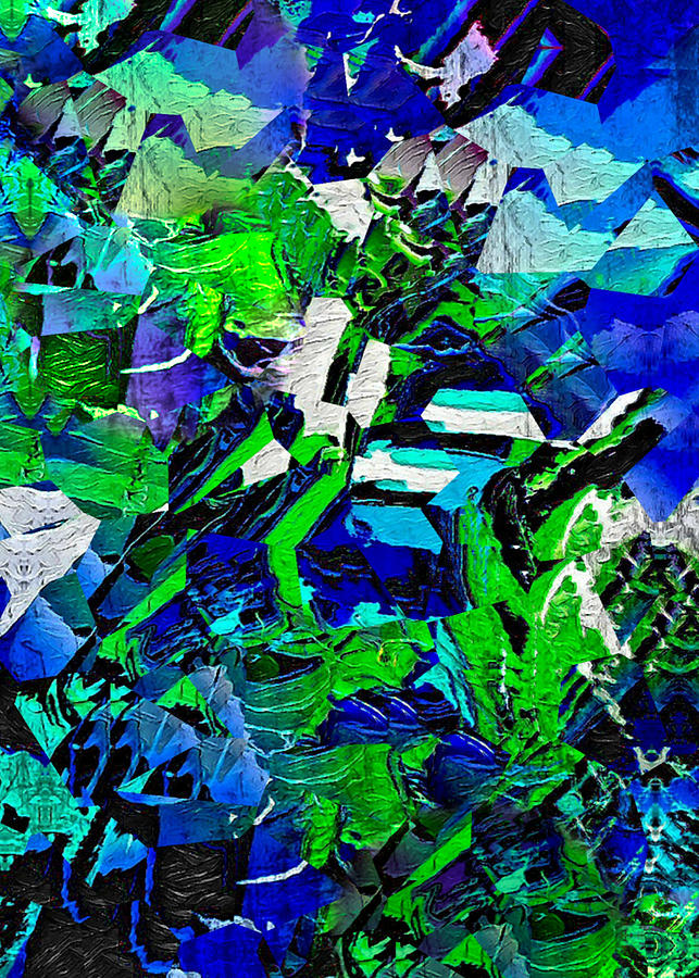 Fragmented ocean forest mountain view abstract Digital Art by Silver Pixie