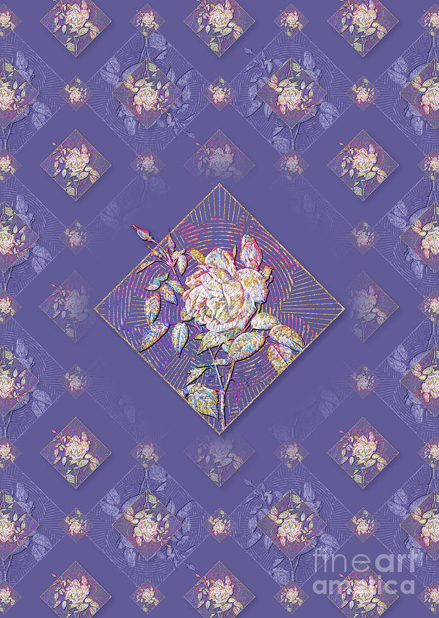 Fragrant Rosebush Geometric Mosaic Pattern in Veri Peri n.0056 Mixed Media by Holy Rock Design