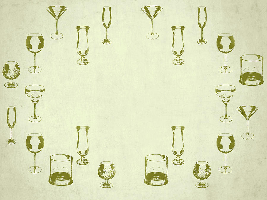 Frame Of Vintage Cocktail Glasses Photograph