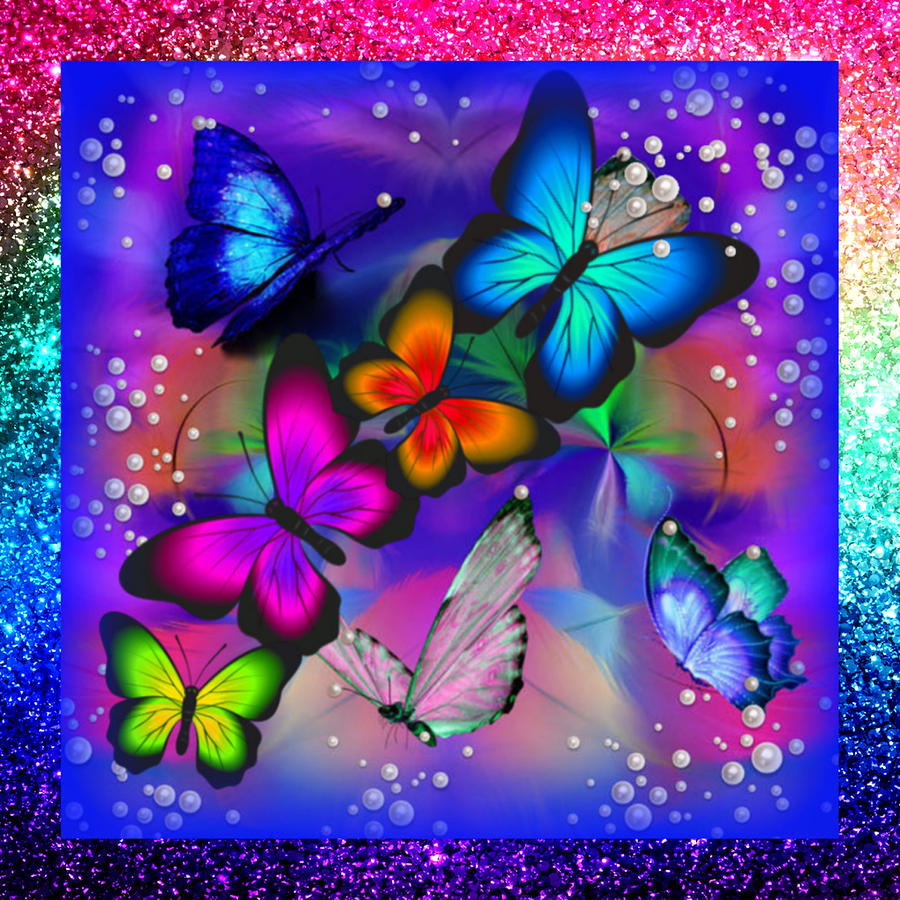 Framed Butterflies and The Blue Digital Art by Gayle Price Thomas