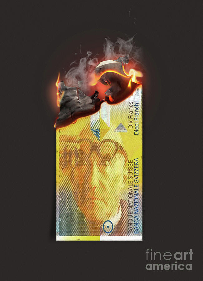 Franc Burning Cash Note Digital Art