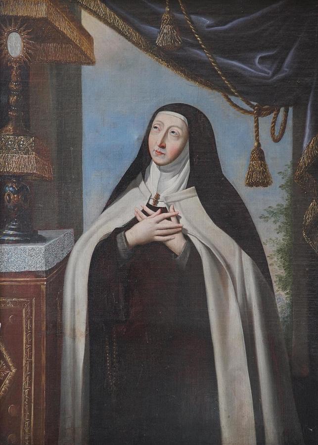 Francais Sainte Therese En Adoration Devant Le Saint-sacrement Painting 