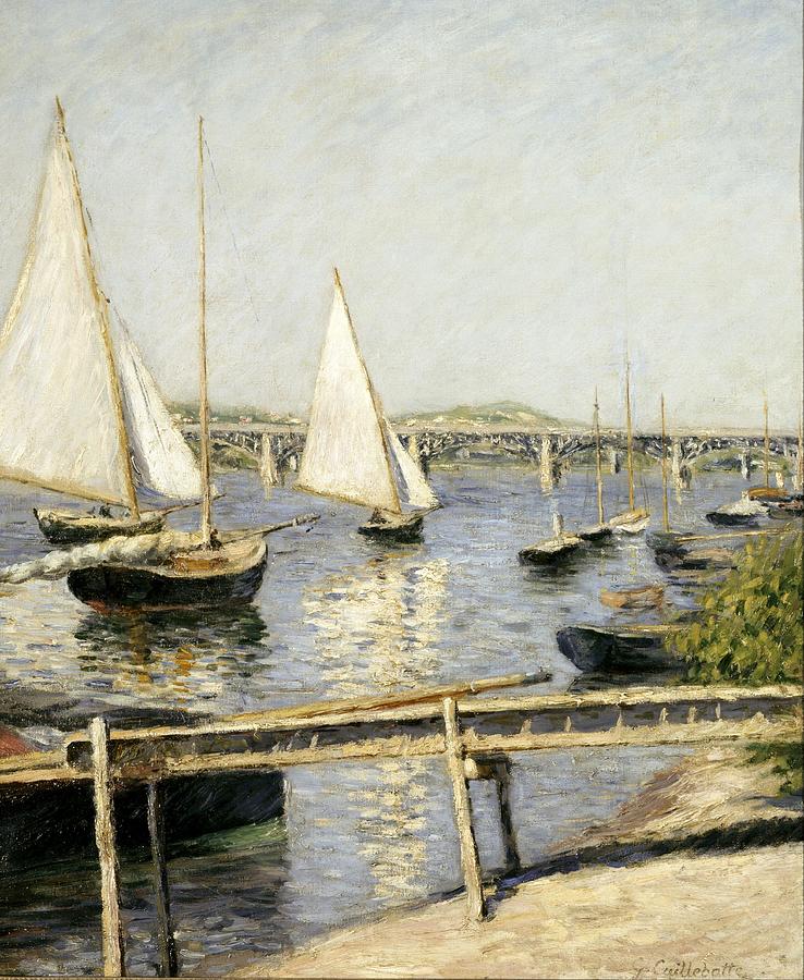 Boat Painting - Sailing Boats at Argenteuil #2 by Gustave Caillebotte