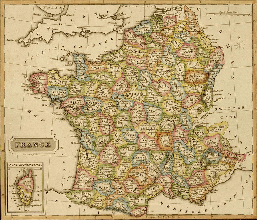 France 1817 Drawing by Vintage Maps - Pixels