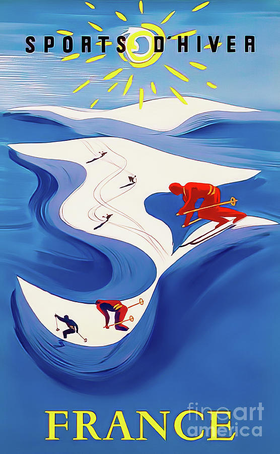 France Retro Ski Poster Drawing By M G Whittingham - Fine Art America