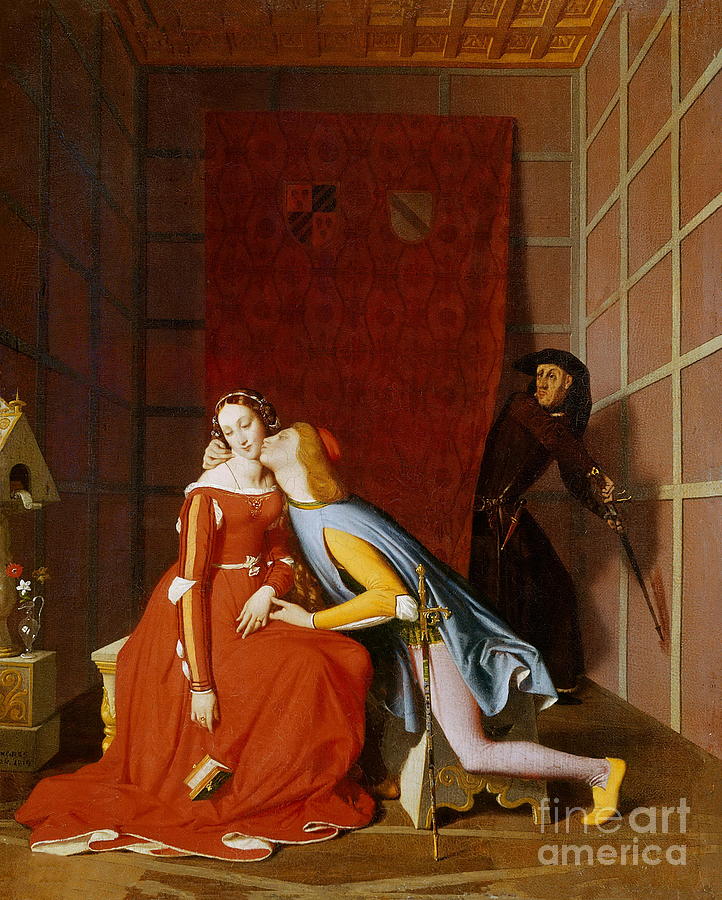 Francesca da Rimini and Paolo Malatesta 3 Painting by Jean-Auguste-Dominique Ingres