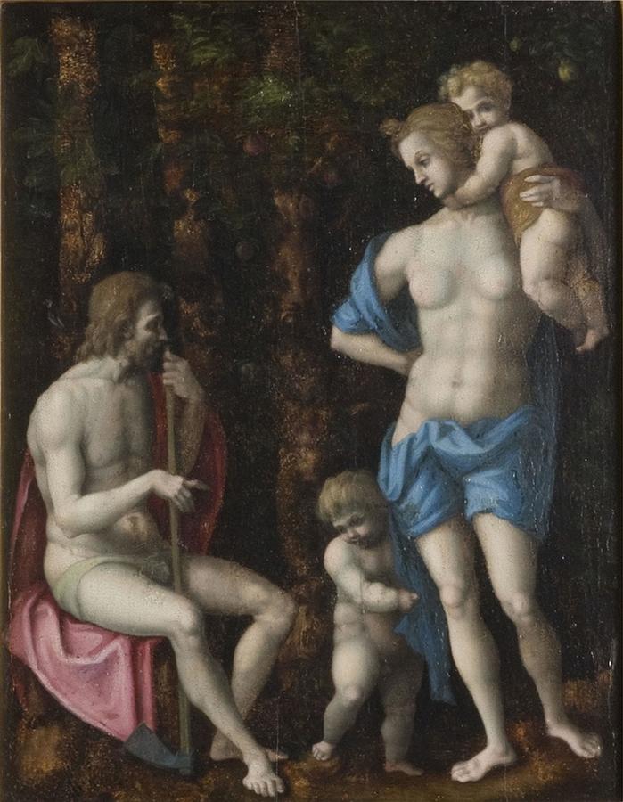 Vintage Painting - Francesco Bacchiacca - Adam and Eve with Cain and Abel by Les Classics