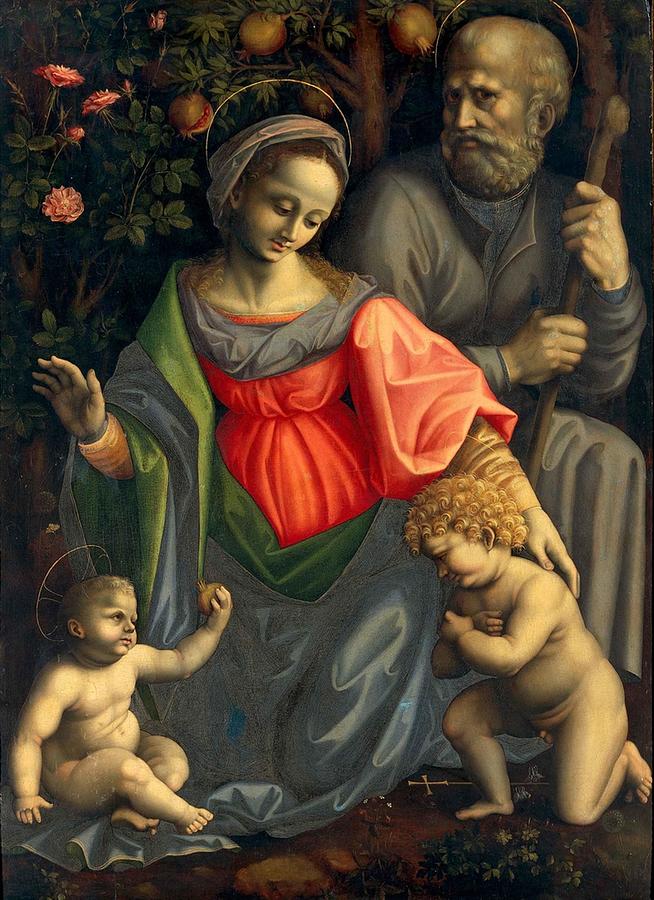 Vintage Painting - Francesco Bacchiacca - Madonna and Child with Saint Joseph and Infant Saint John by Les Classics