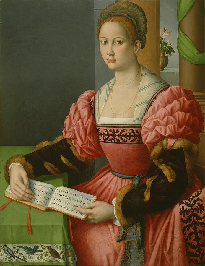 Vintage Painting - Francesco Bacchiacca - Portrait of a Woman with a Book of Music by Les Classics