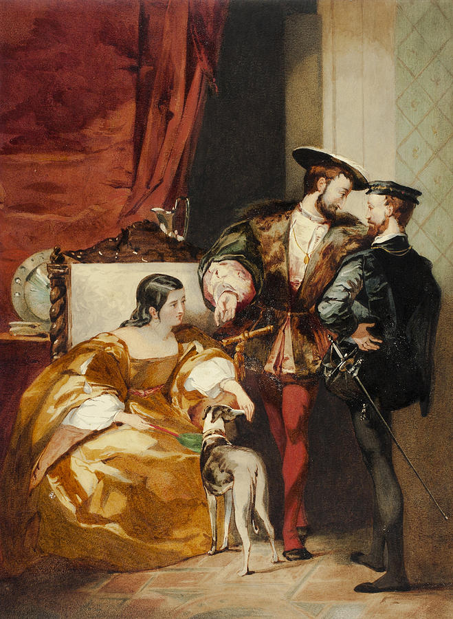 Francis I and the Duchess dEtampes Drawing by After Richard Parkes Bonington
