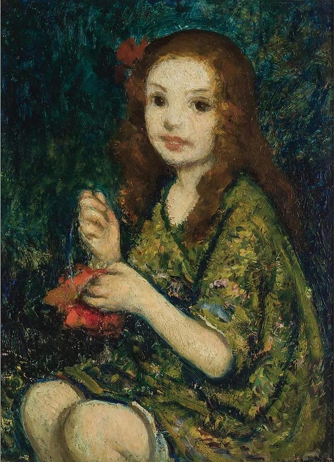 Francis Luis Mora Portrait Of A Young Girl Painting