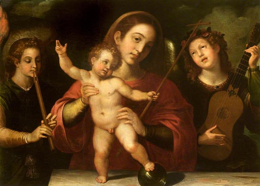 Vintage Painting - Francisco Ribalta - Madonna and Child with Music-making Angels by Les Classics