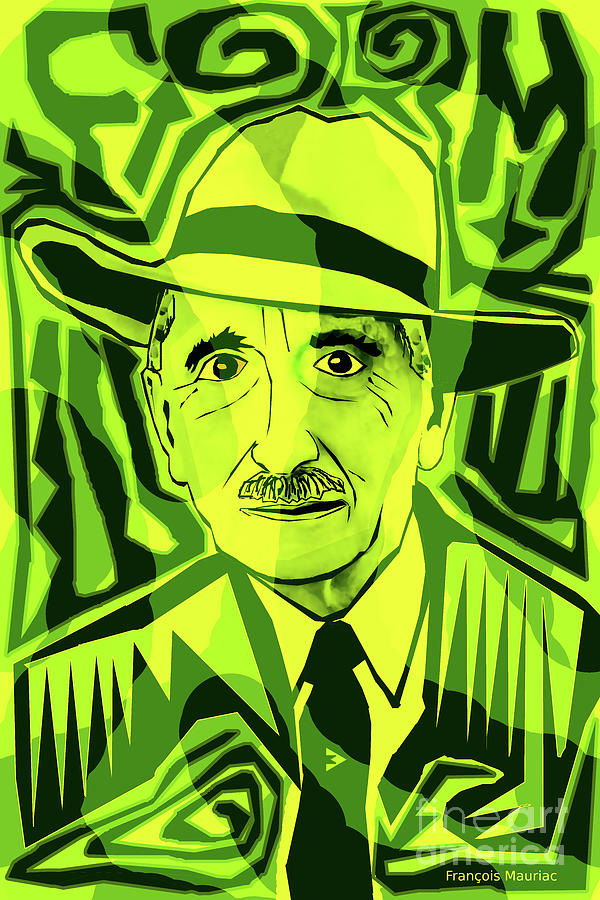 Francois Mauriac in Green Digital Art by Zoran Maslic - Fine Art America