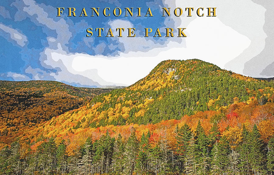 Franconia Notch Autumn Park Poster Mixed Media by Dan Sproul