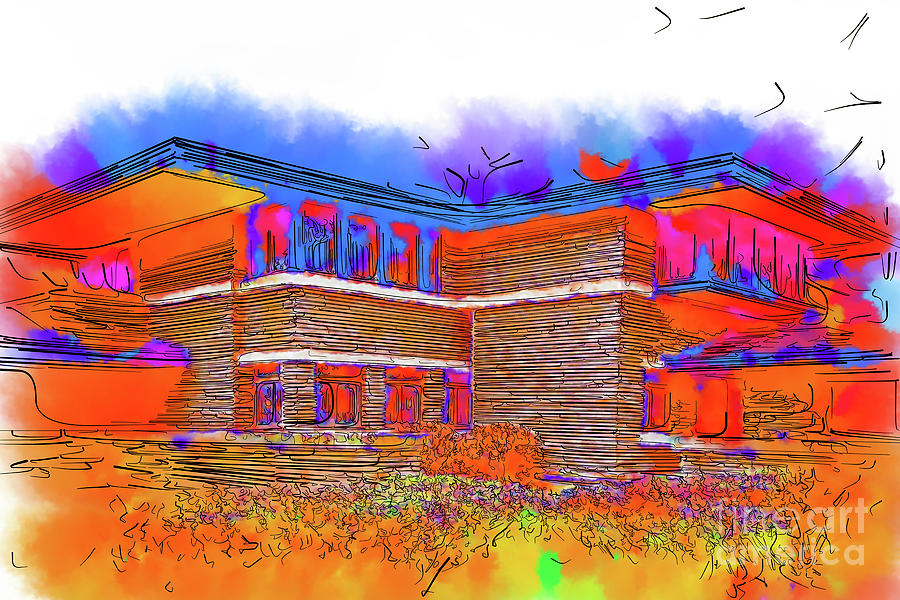 Modern Home In Abstract Watercolor Digital Art by Kirt Tisdale