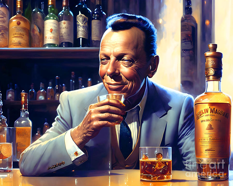Frank Sinatra Old Blue Eyes Having A Nightcap At The Bar 20230126c Mixed Media by Wingsdomain Art and Photography