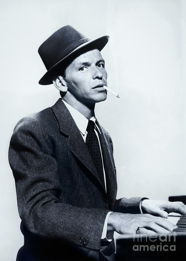 Frank Sinatra Player Piano and Smoking a Cigarette Mixed Media by KulturArts Studio