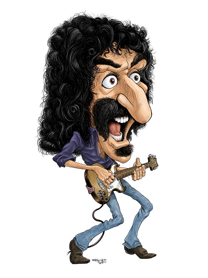 Frank Zappa, color Drawing by Mike Scott