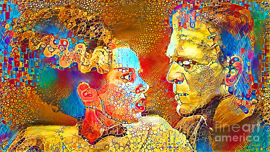 Frankenstein and The Bride in a Gustav Klimt World 20210701 Long Photograph by Wingsdomain Art and Photography