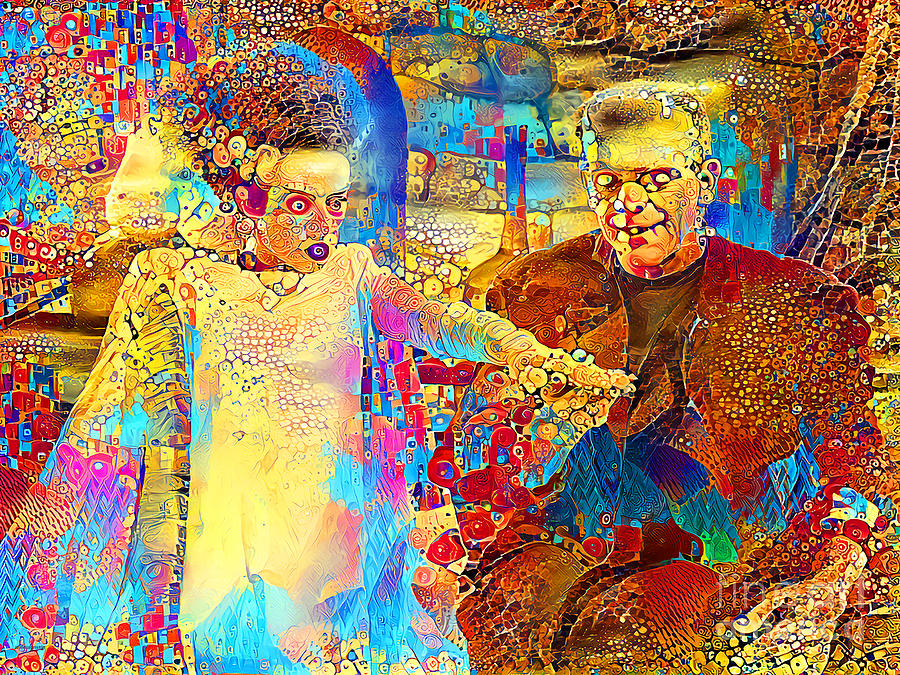 Frankenstein and The Bride in a Gustav Klimt World 20210701 v2 Photograph by Wingsdomain Art and Photography