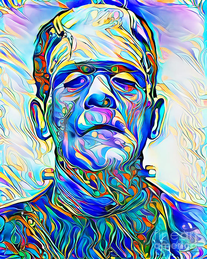 Frankenstein in Vibrant Painterly Wavy Colors 20200523 Photograph by Wingsdomain Art and Photography