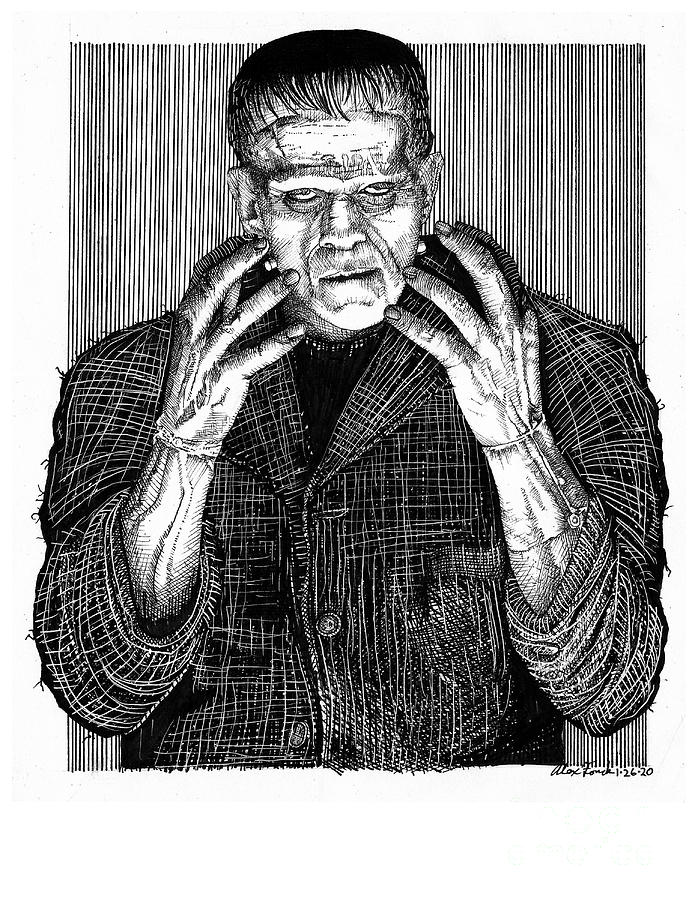 Frankenstein's Monster, Boris Karloff Drawing by Alejandro Fonck Fine