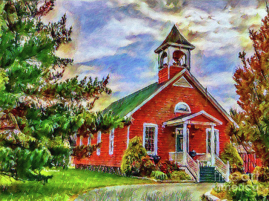 Delawares Little Red School House Painting by Linda Weinstock